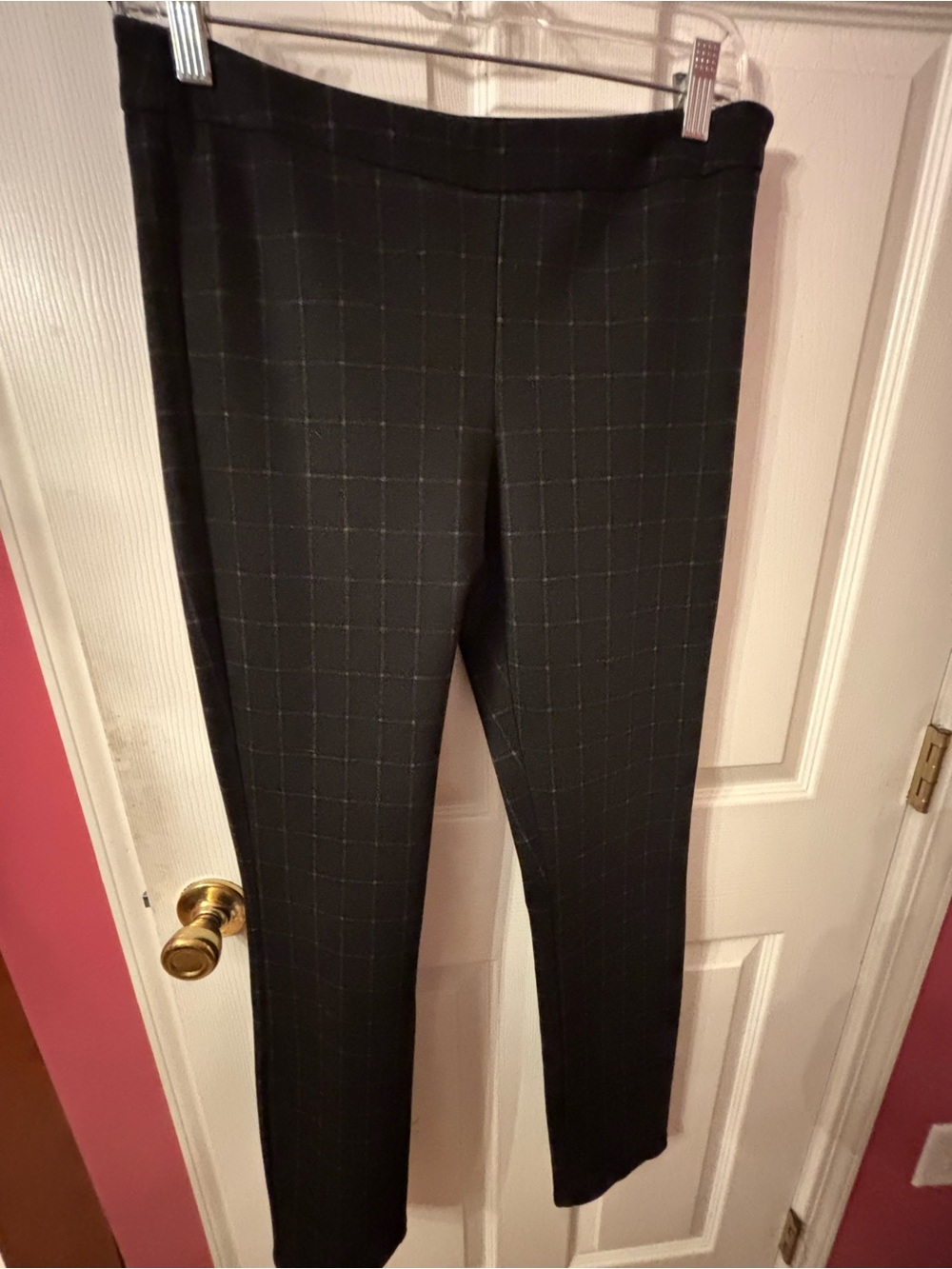 Amanda & Chelsea Black Ponte Windowpane Skinny Pants SZ 4 29 inseam excellent!